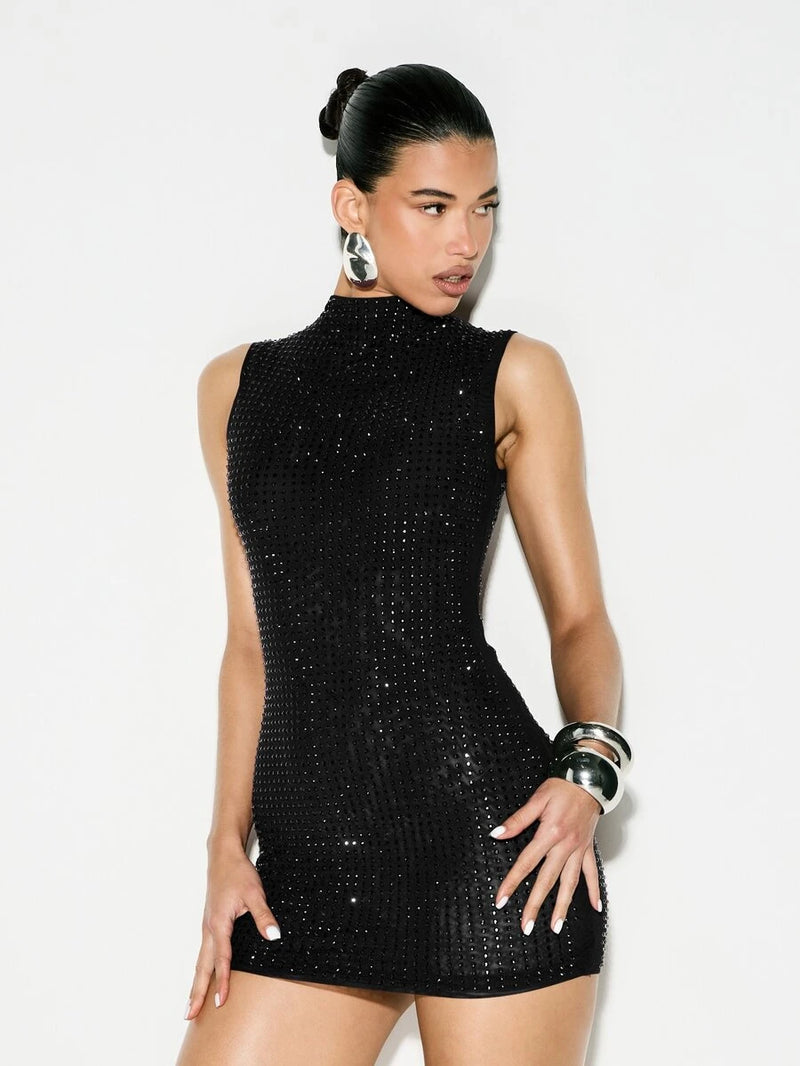 Rhinestone Backless Bodycon Dress — The Cold Archive