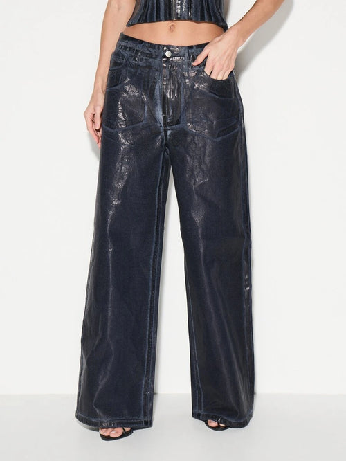 Coated Wide-Leg Metallic Jeans — The Cold Archive